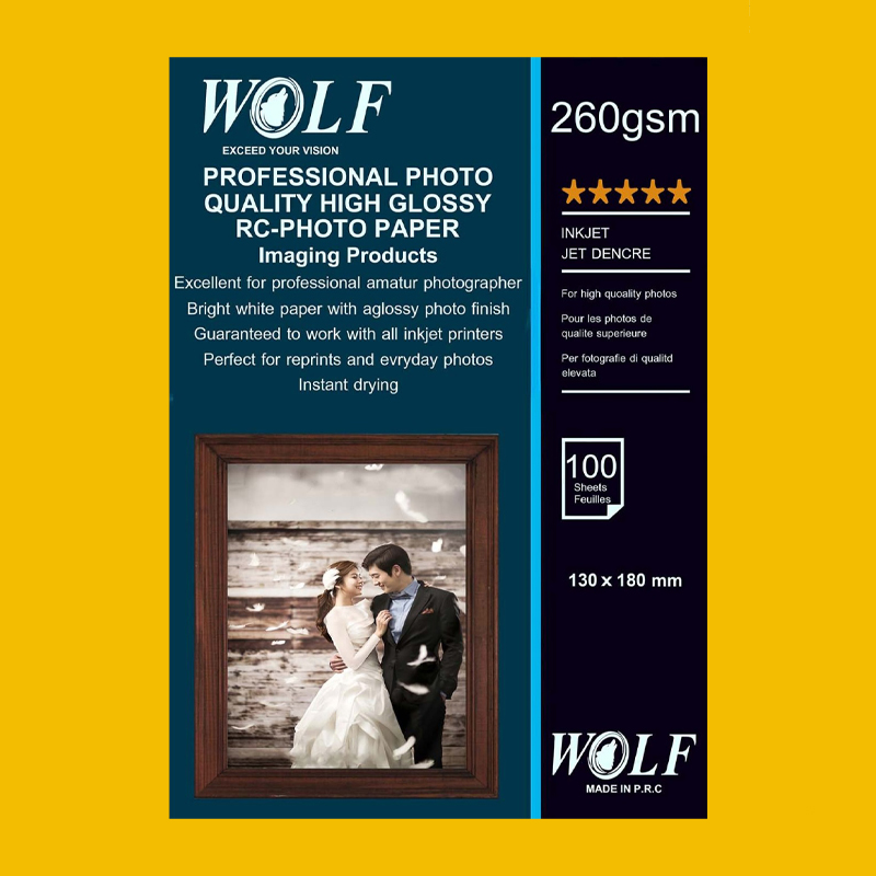 کاغذ فتوگلاسه 260 گرم عکاسی RC ولف سایز 18×13 سانتیمتر