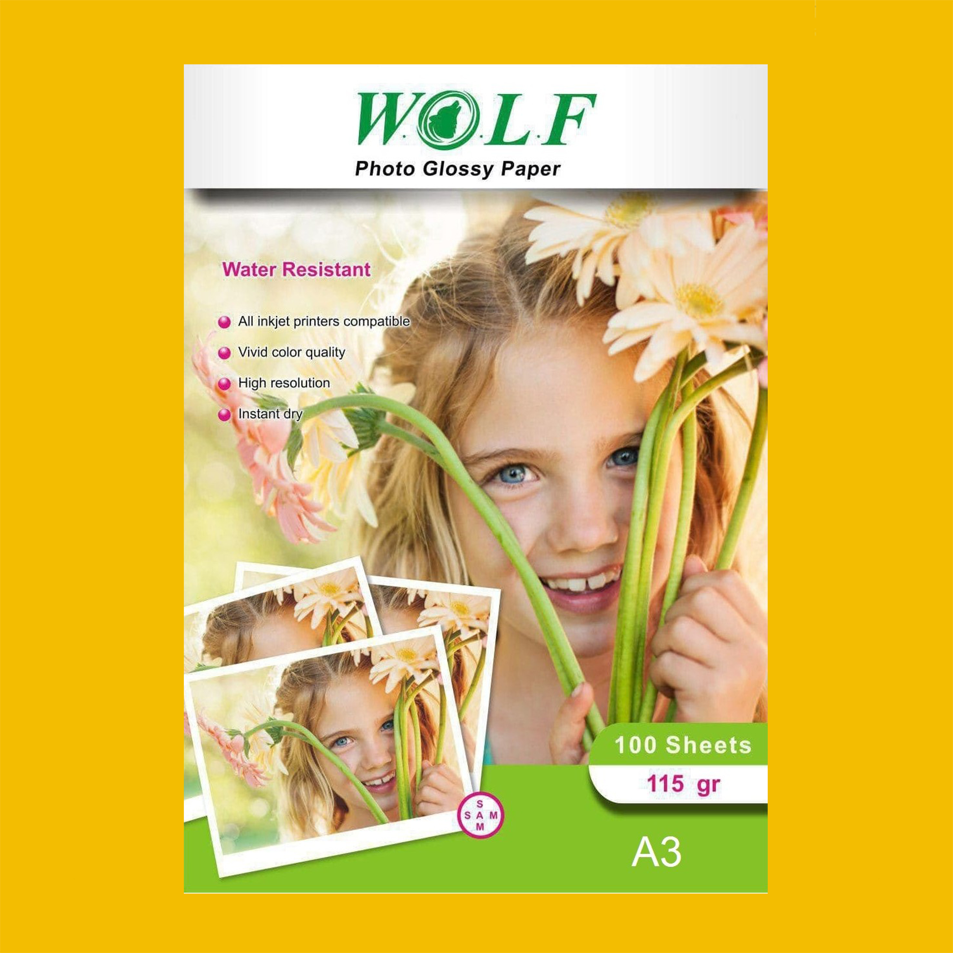 کاغذ فتوگلاسه 115 گرم ولف سایز A3