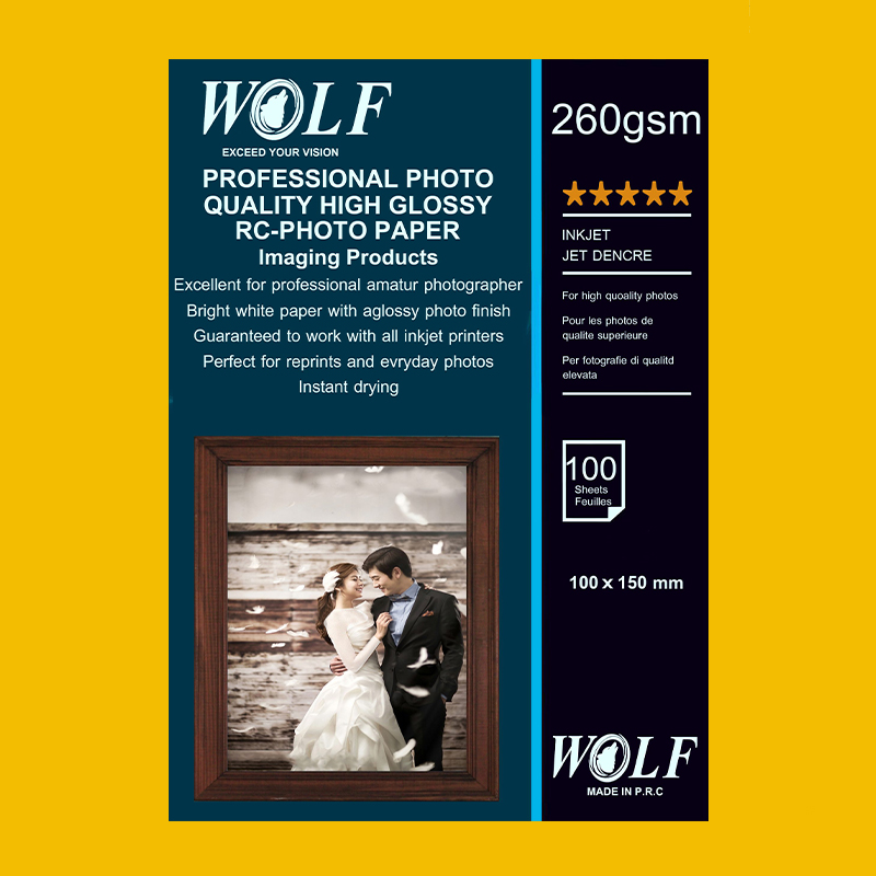 کاغذ فتوگلاسه 260 گرم عکاسی RC ولف سایز 15×10 سانتیمتر