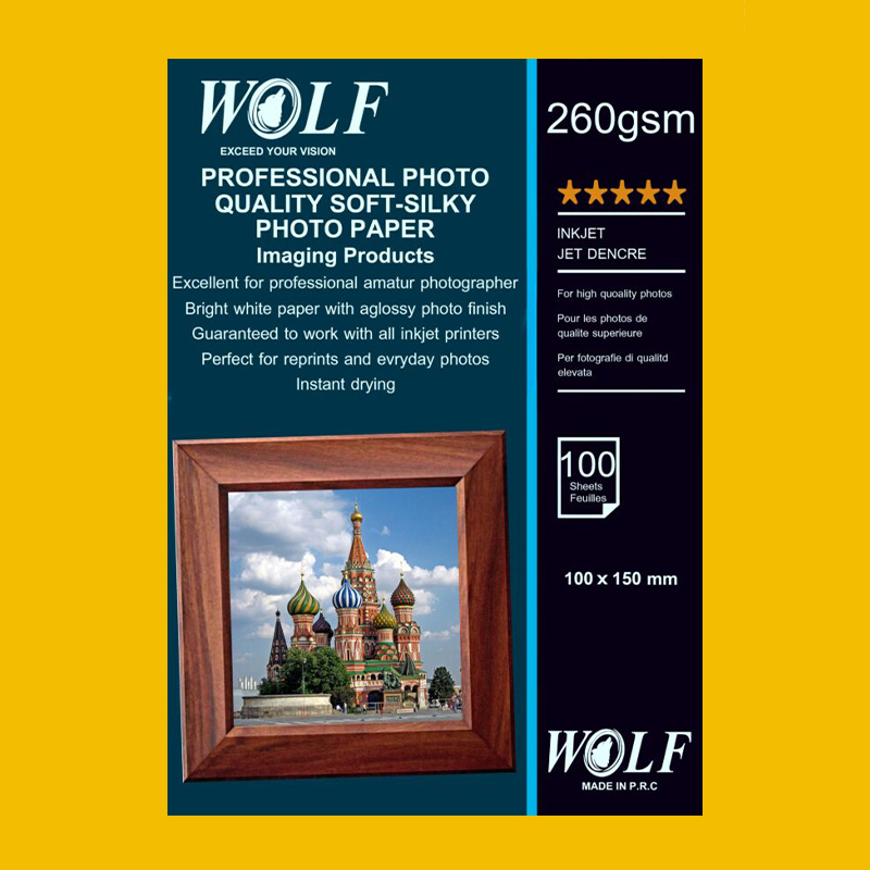 کاغذ ابریشمی سافت سیلک 260 گرم عکاسی RC ولف سایز 15×10 سانتیمتر